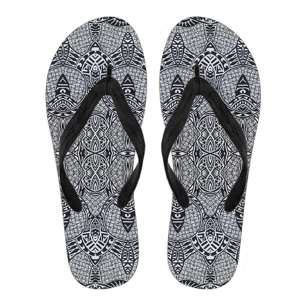 Polynesian Flip Flops Black And White Black - Polynesian Pride