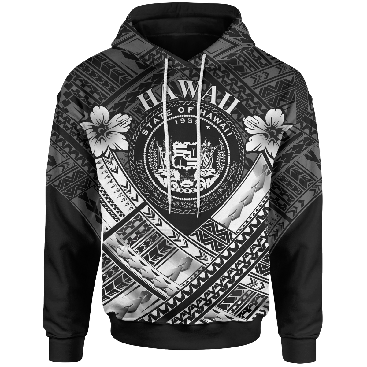 Hawaii Hoodie White Seal Polynesian Patterns Unisex White - Polynesian Pride