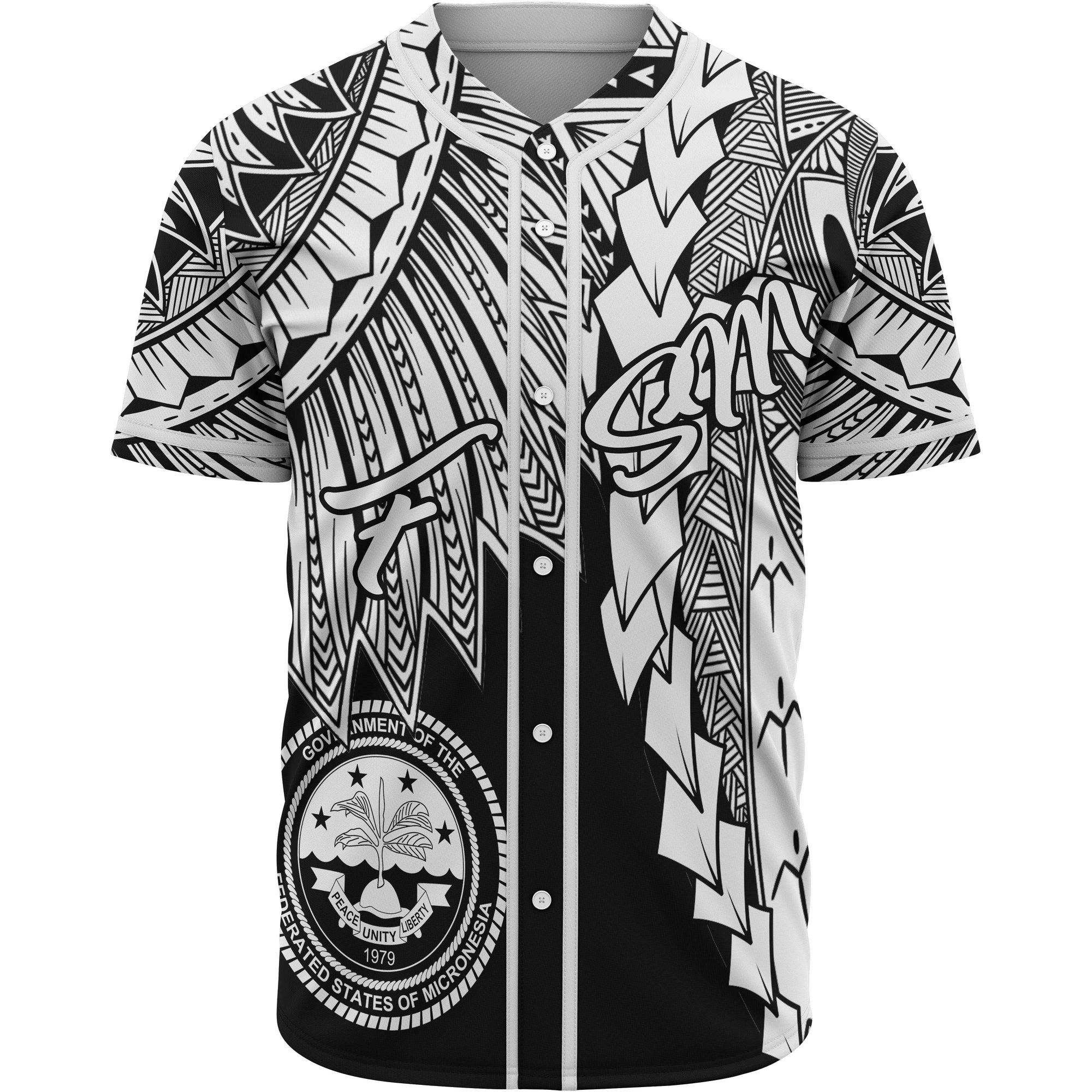 Federated States Of Micronesia Polynesian Baseball Shirt - Tribal Wave Tattoo White Unisex White - Polynesian Pride