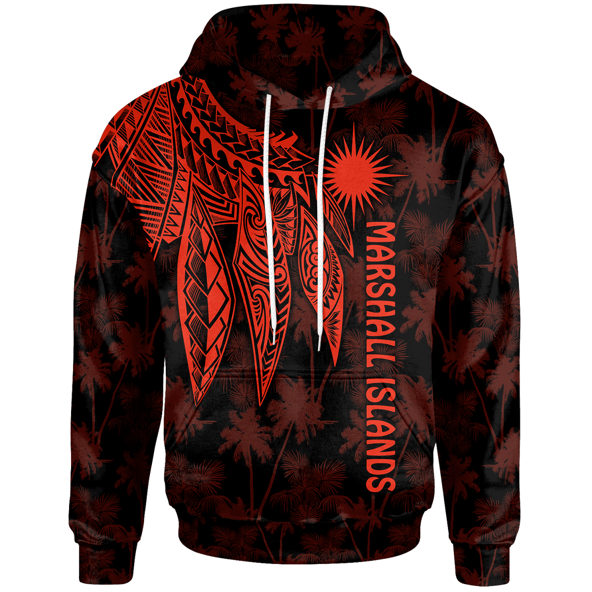 Marshall Islands Hoodie Polynesian Wings (Red) Unisex Red - Polynesian Pride
