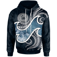 American Samoa Polynesian Hoodie Ocean Style Unisex Blue - Polynesian Pride