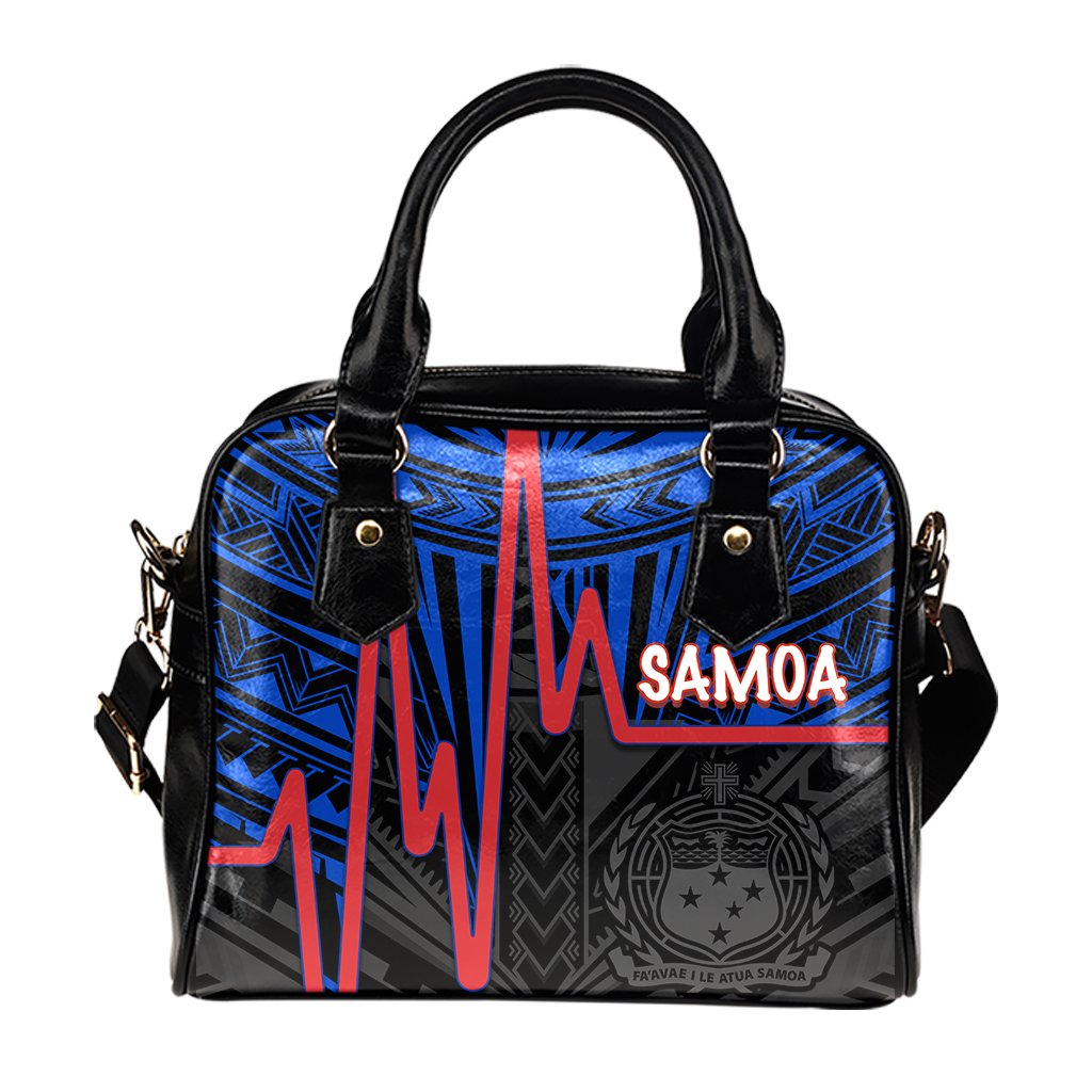 Samoa Shoulder Handbag - Samoa Seal With Heartbeat Polynesian Pattern (Blue) - Polynesian Pride
