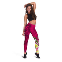 Fiji Custom Personalised Legging - Turtle Plumeria (Pink) - Polynesian Pride