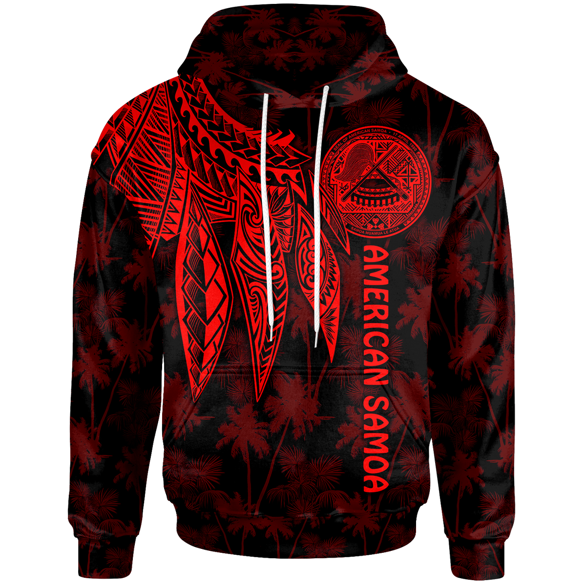 American Samoa Hoodie Polynesian Wings (Red) Unisex Red - Polynesian Pride