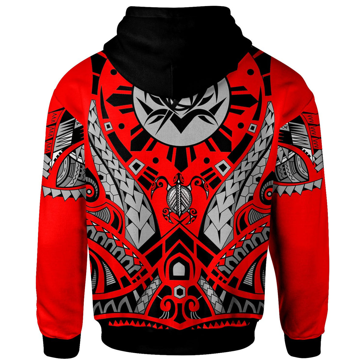 Cook Islands Zip Hoodie Tribal Sun Tattoo Red Color - Polynesian Pride