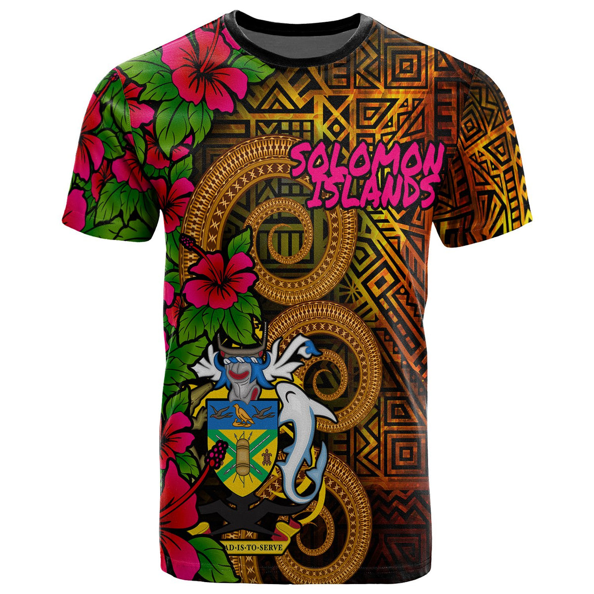 Solomon Islands Polynesian T Shirt Hibiscus Vintage Unisex Orange - Polynesian Pride