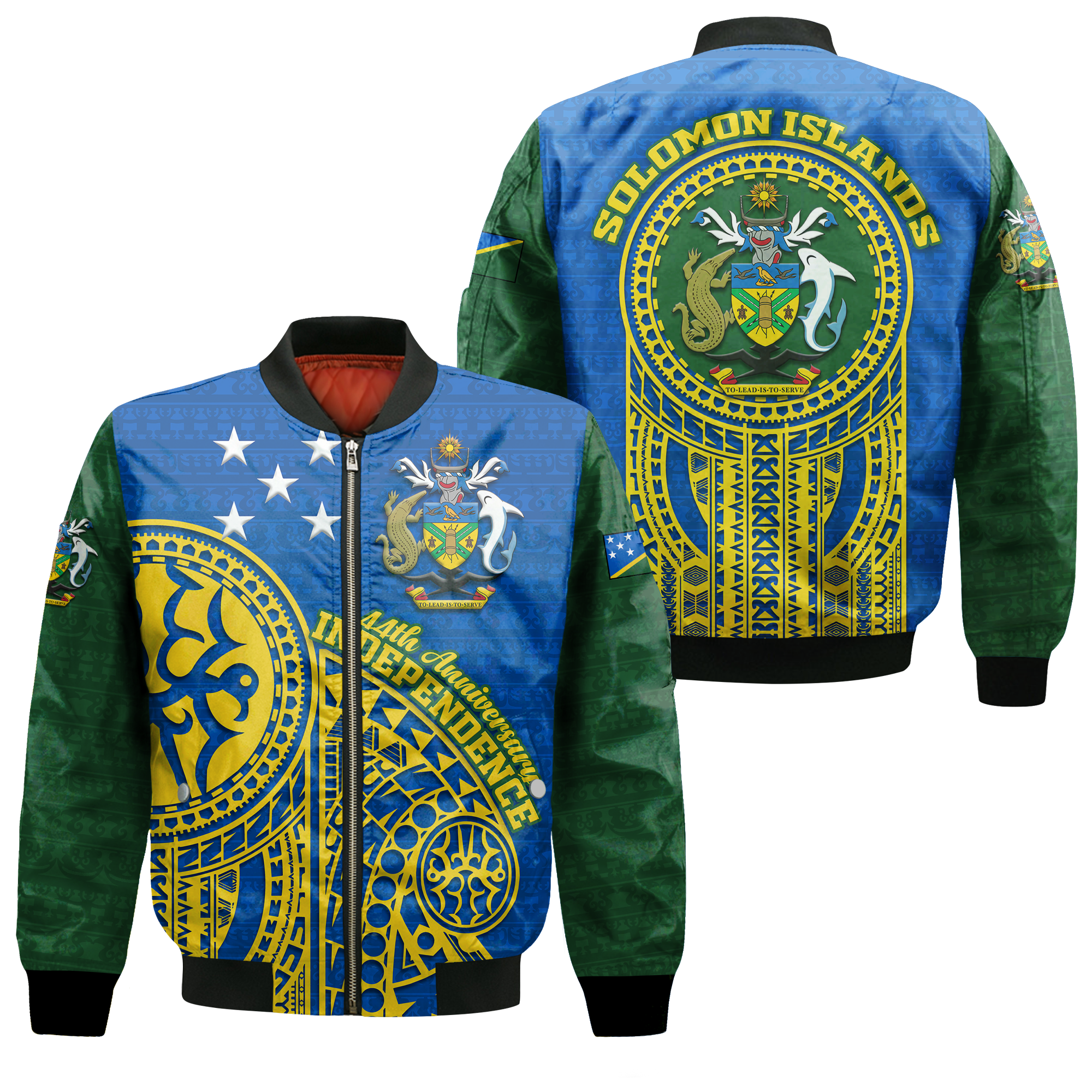 Solomon Islands Independence Anniversary 44th Years Bomber Jacket - LT12 Bomber Jacket Blue - Polynesian Pride