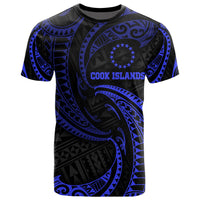 Cook Islands Polynesian All Over T Shirt Blue Tribal Wave Unisex Blue - Polynesian Pride