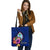 Guam Polynesian Tote Bag - Floral With Seal Blue Tote Bag One Size Blue - Polynesian Pride