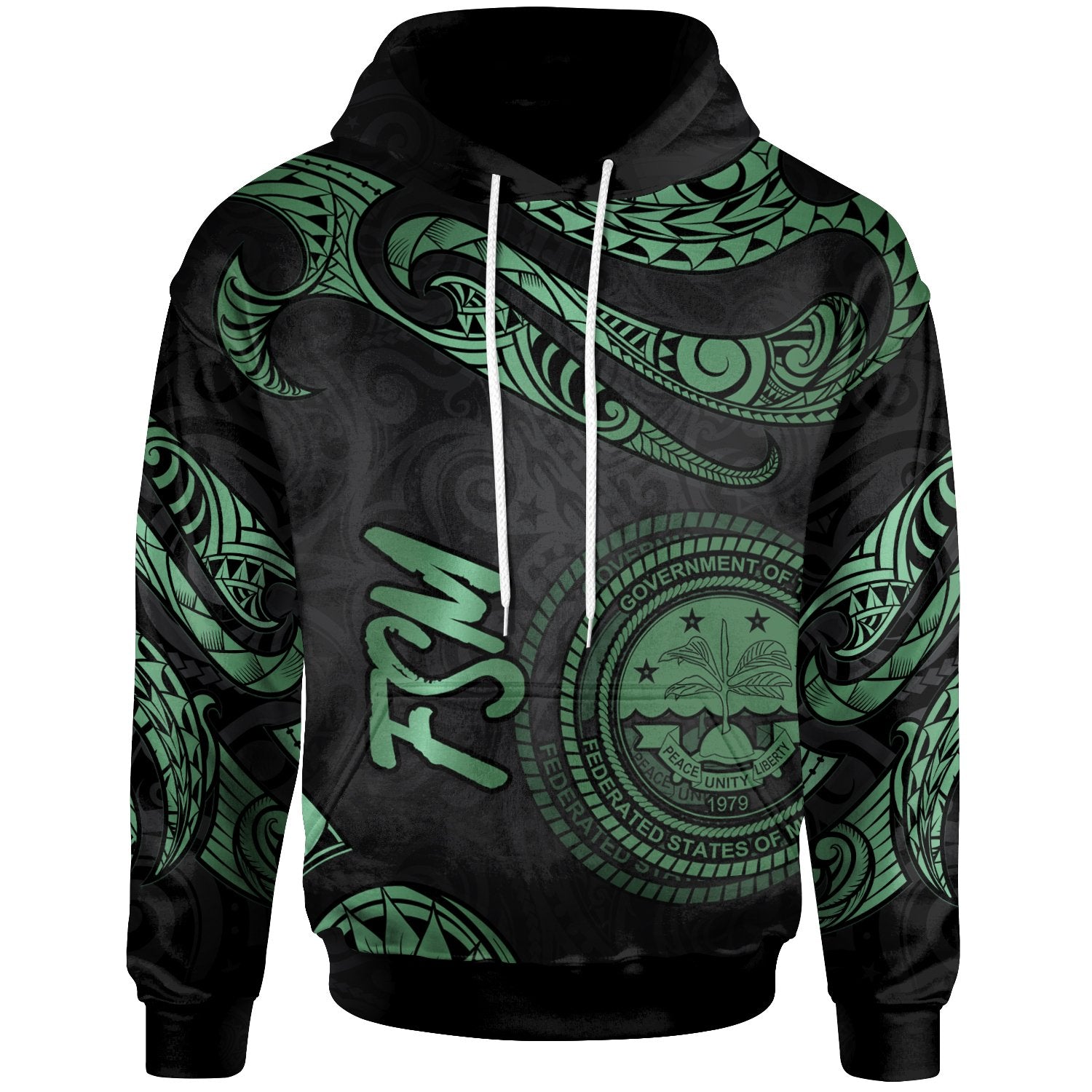 Federated States of Micronesia Hoodie Polynesian Tattoo Green Version Unisex Green - Polynesian Pride