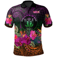Niue Polynesian Polo Summer Hibiscus Unisex Reggae - Polynesian Pride