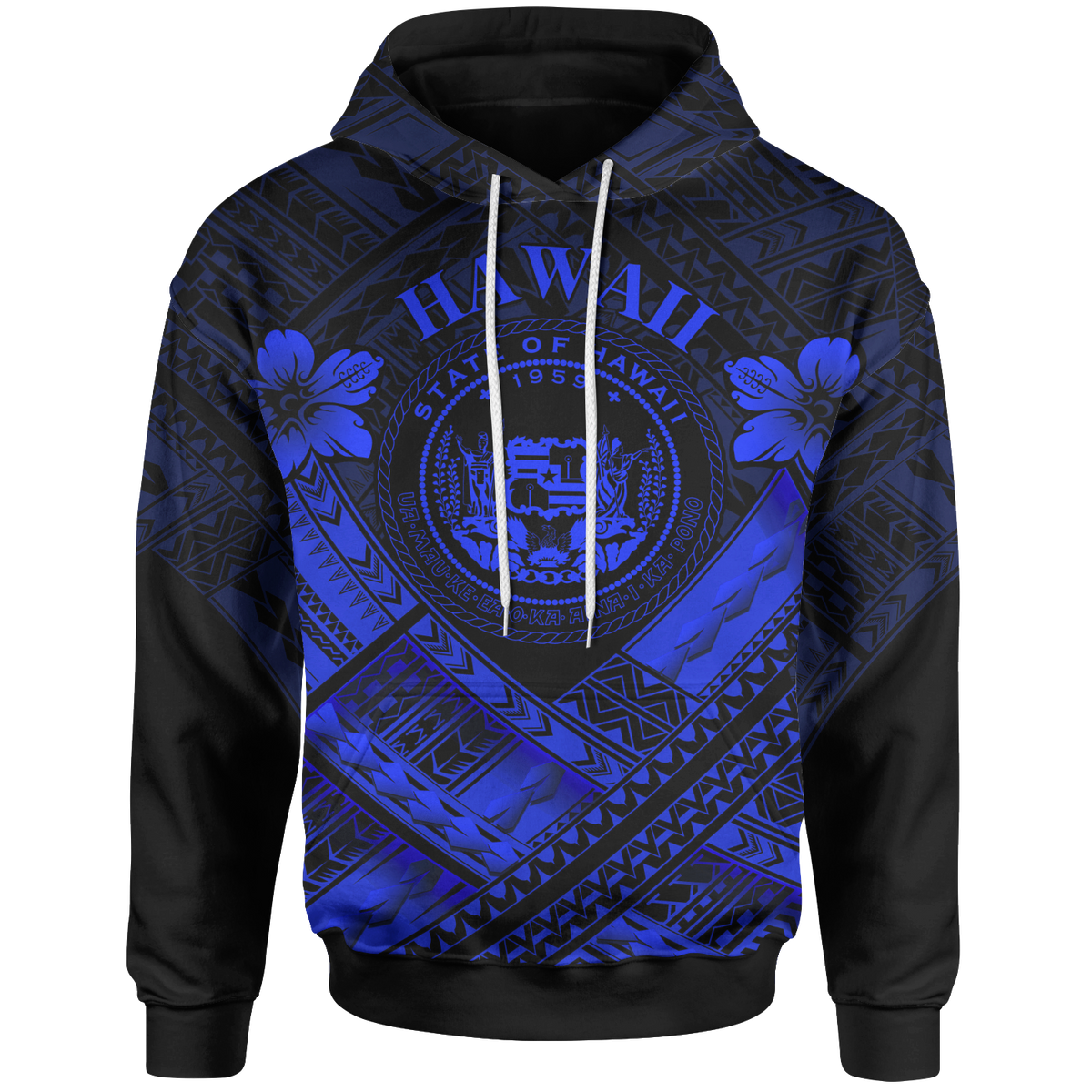 Hawaii Hoodie Blue Seal Polynesian Patterns Unisex Blue - Polynesian Pride