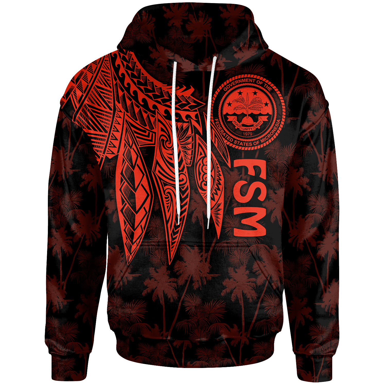 Federated States of Micronesia Hoodie Polynesian Wings (Red) Unisex Red - Polynesian Pride