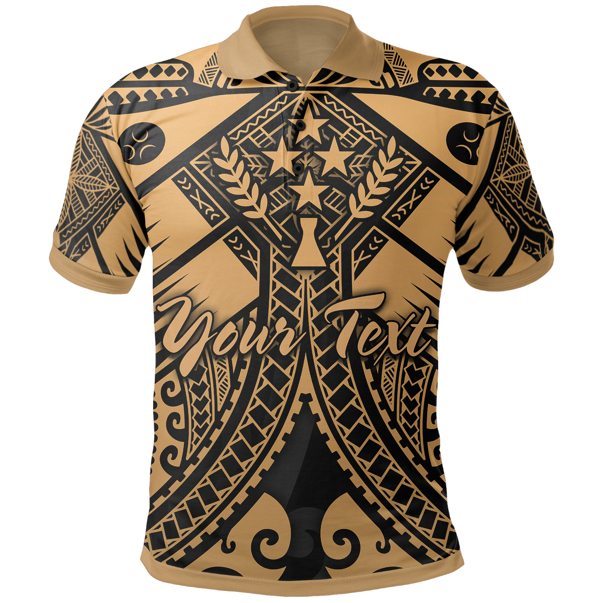Kosrae Custom Polo Shirt Gold Seal with Polynesian Tattoo Unisex Gold - Polynesian Pride