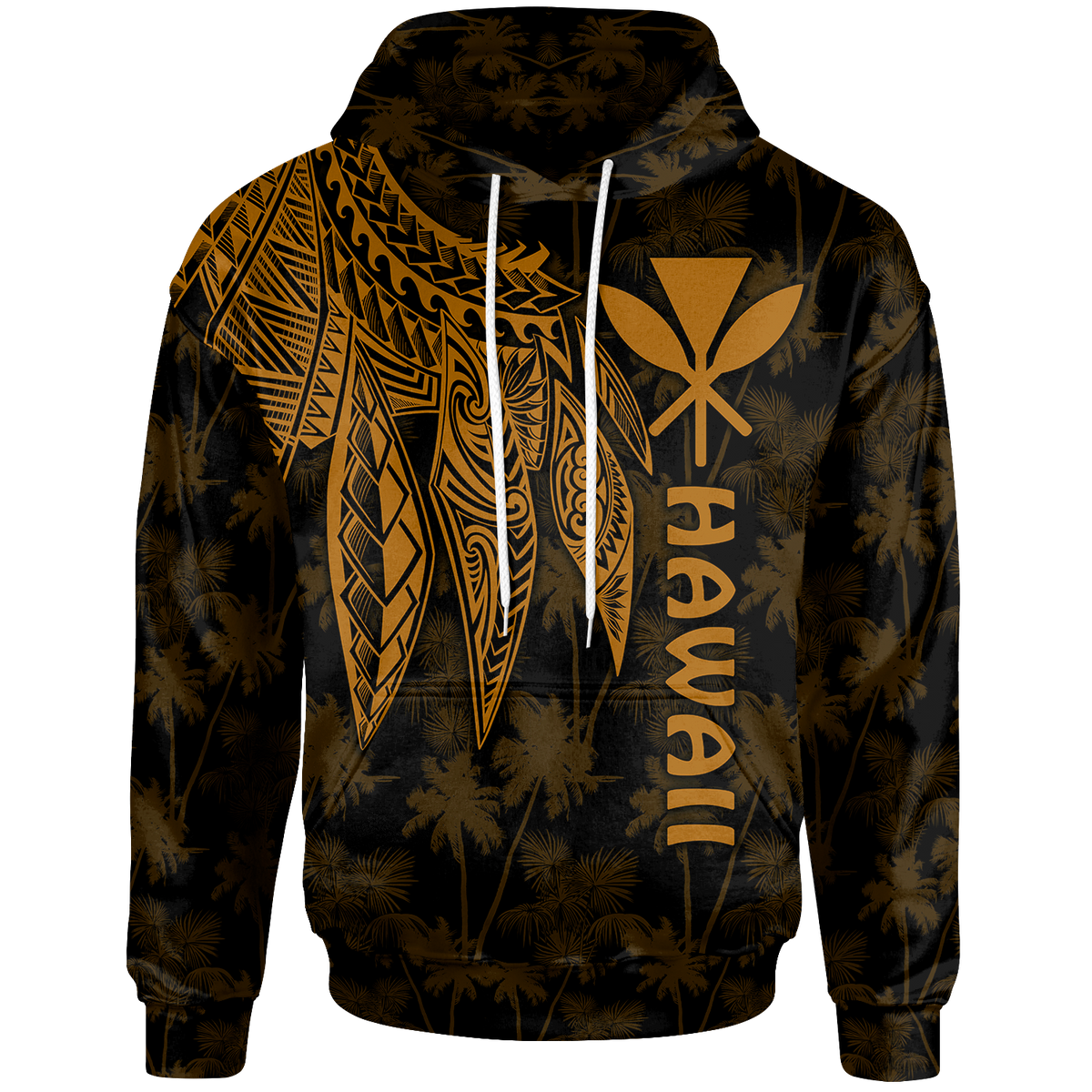Polynesian Hawaii Kanaka Maoli Hoodie Polynesian Wings (Golden) Unisex Golden - Polynesian Pride