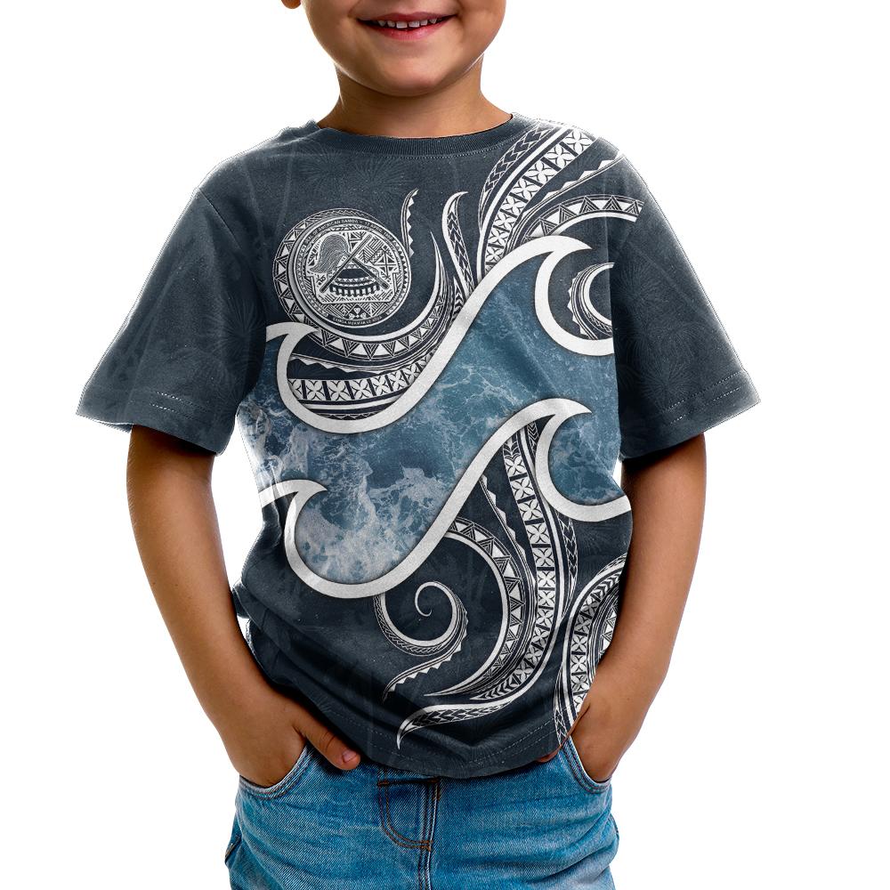 American Samoa Polynesian T Shirt Ocean Style - Polynesian Pride