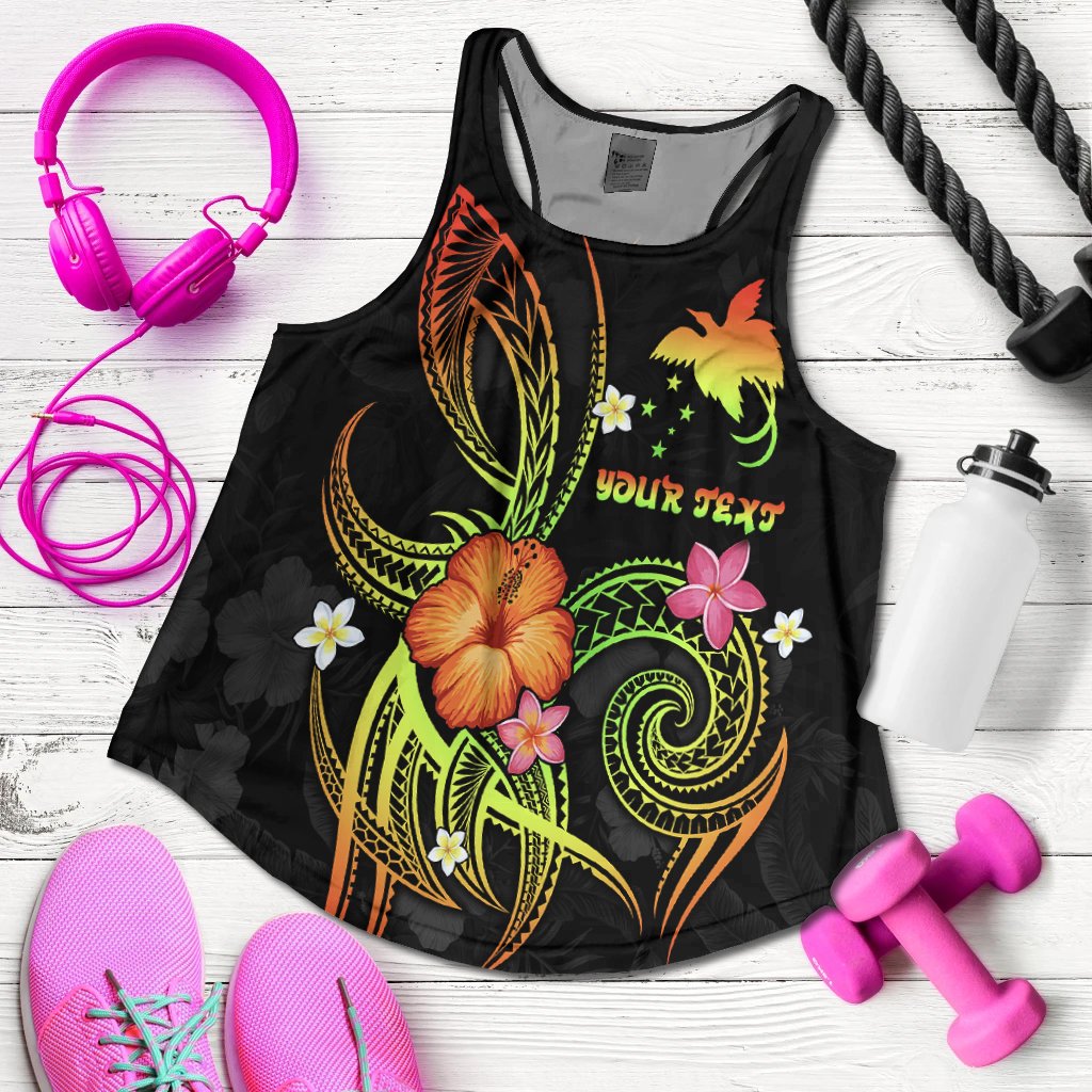 Papua New Guinea Polynesian Personalised Women's Racerback Tank - Legend of Papua New Guinea (Reggae) Art - Polynesian Pride