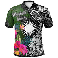 Marshall Islands Polo Shirt Turtle Plumeria Banana Leaf Unisex Black - Polynesian Pride