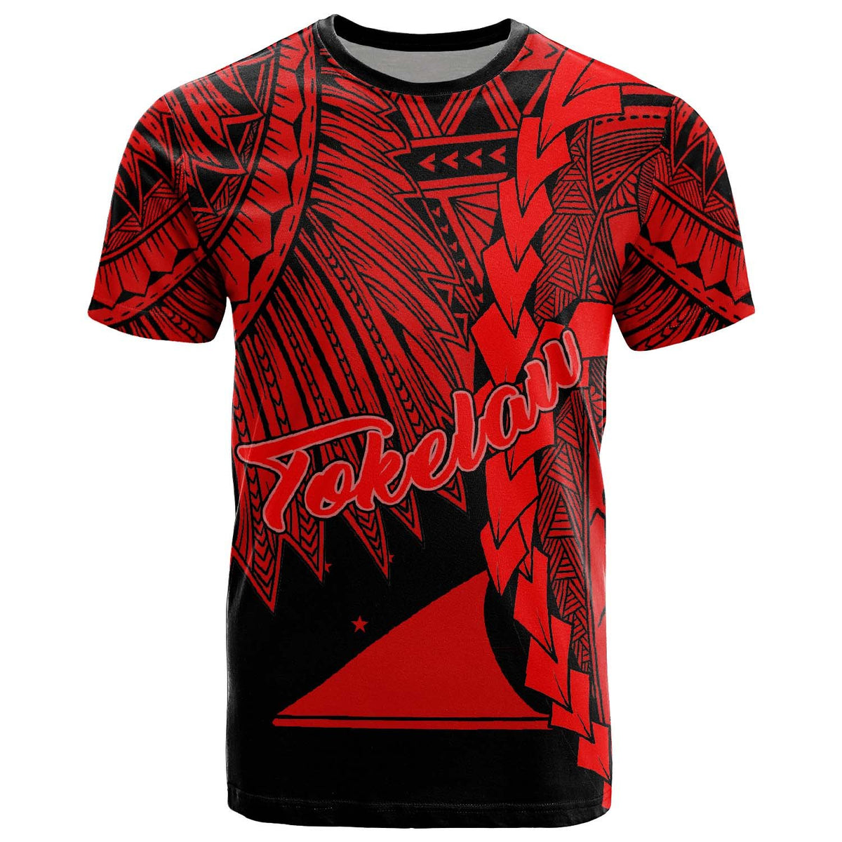 Tokelau Polynesian T Shirt Tribal Wave Tattoo Red Unisex Red - Polynesian Pride