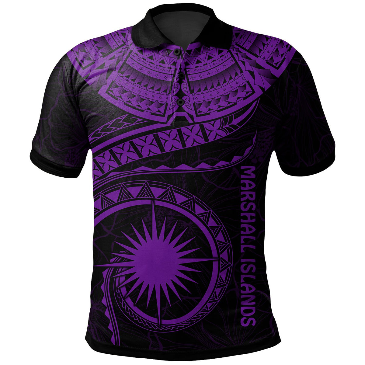 Marshall Islands Polynesian Polo Shirt Marshall Islands Waves (Purple) Unisex Purple - Polynesian Pride