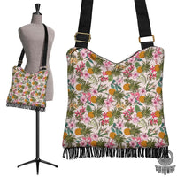 Hawaii Tropical Pineaapple Crossbody Boho Handbag Crossbody Boho Handbag One Size Yellow - Polynesian Pride