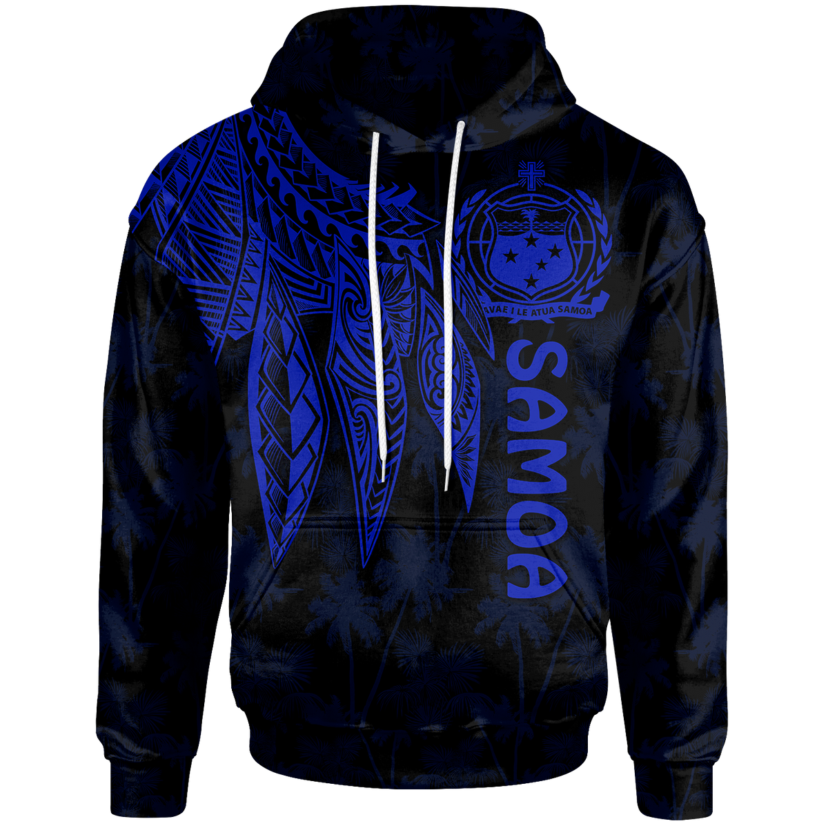 Samoa Hoodie Polynesian Wings (Blue) Unisex Blue - Polynesian Pride