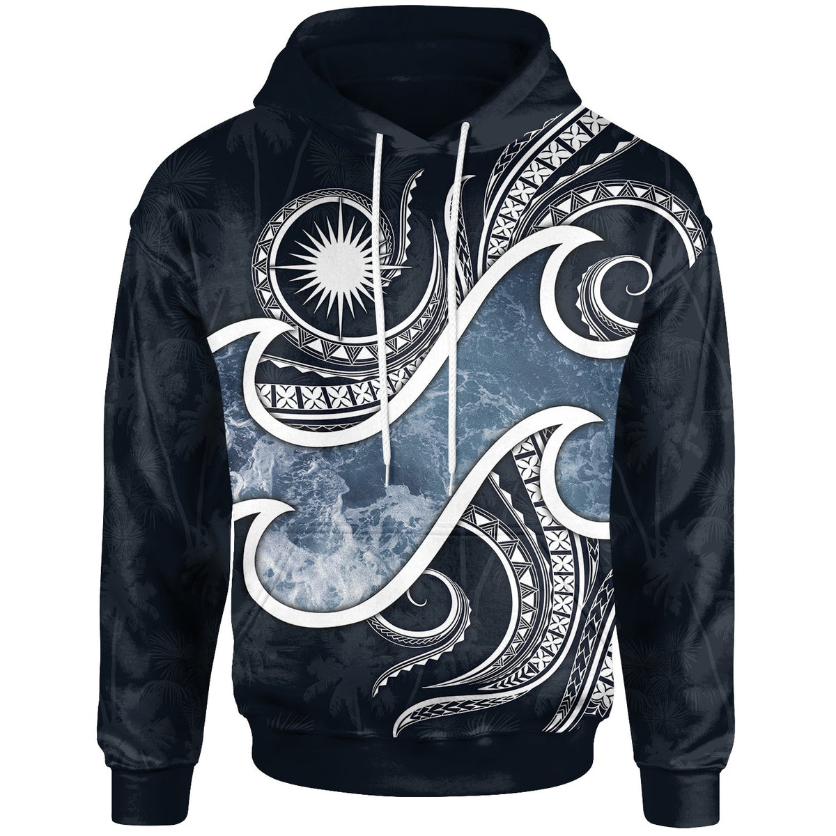 Marshall Islands Polynesian Hoodie Ocean Style Unisex Blue - Polynesian Pride