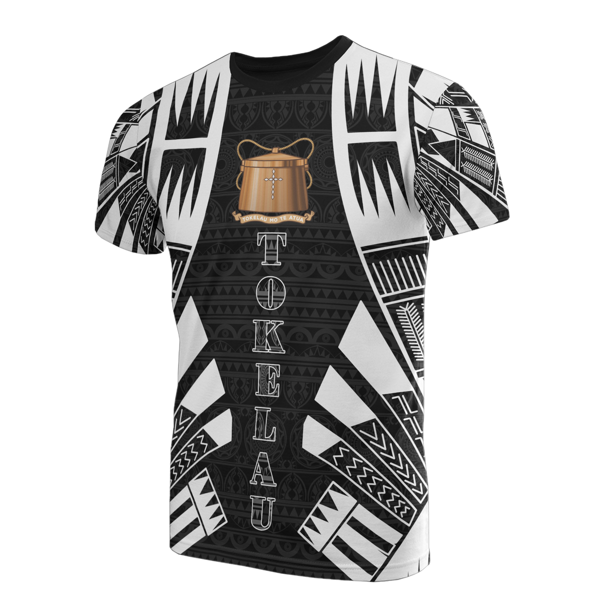 Tokelau T Shirt Tokelauan Coat of Arms Polynesian Tattoo Style Unisex Black - Polynesian Pride