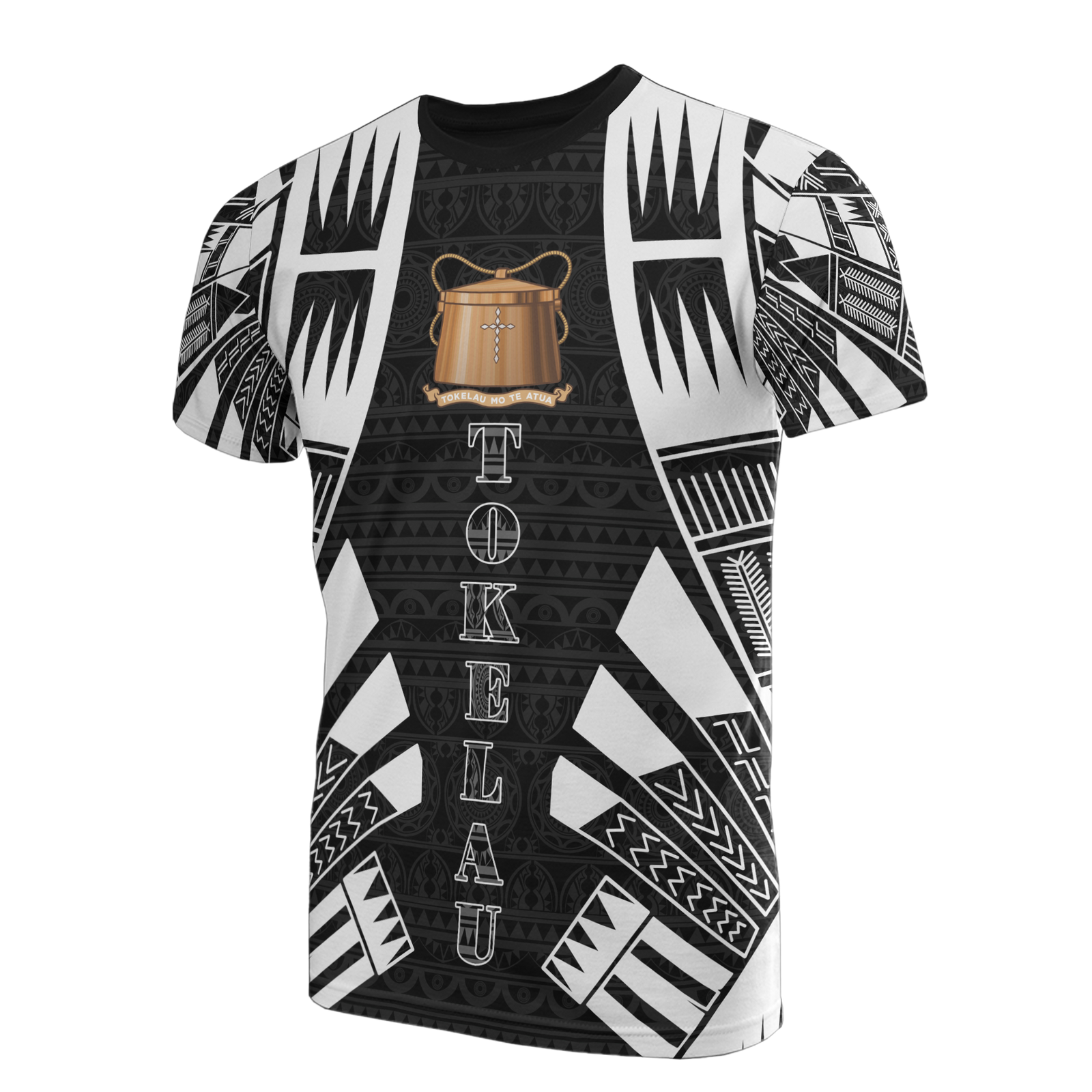 Tokelau T Shirt Tokelauan Coat of Arms Polynesian Tattoo Style Unisex Black - Polynesian Pride