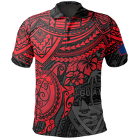 Guam Polo Shirt Guahan Flag Coat Of Arms Red Turtle Hibiscus Unisex RED - Polynesian Pride