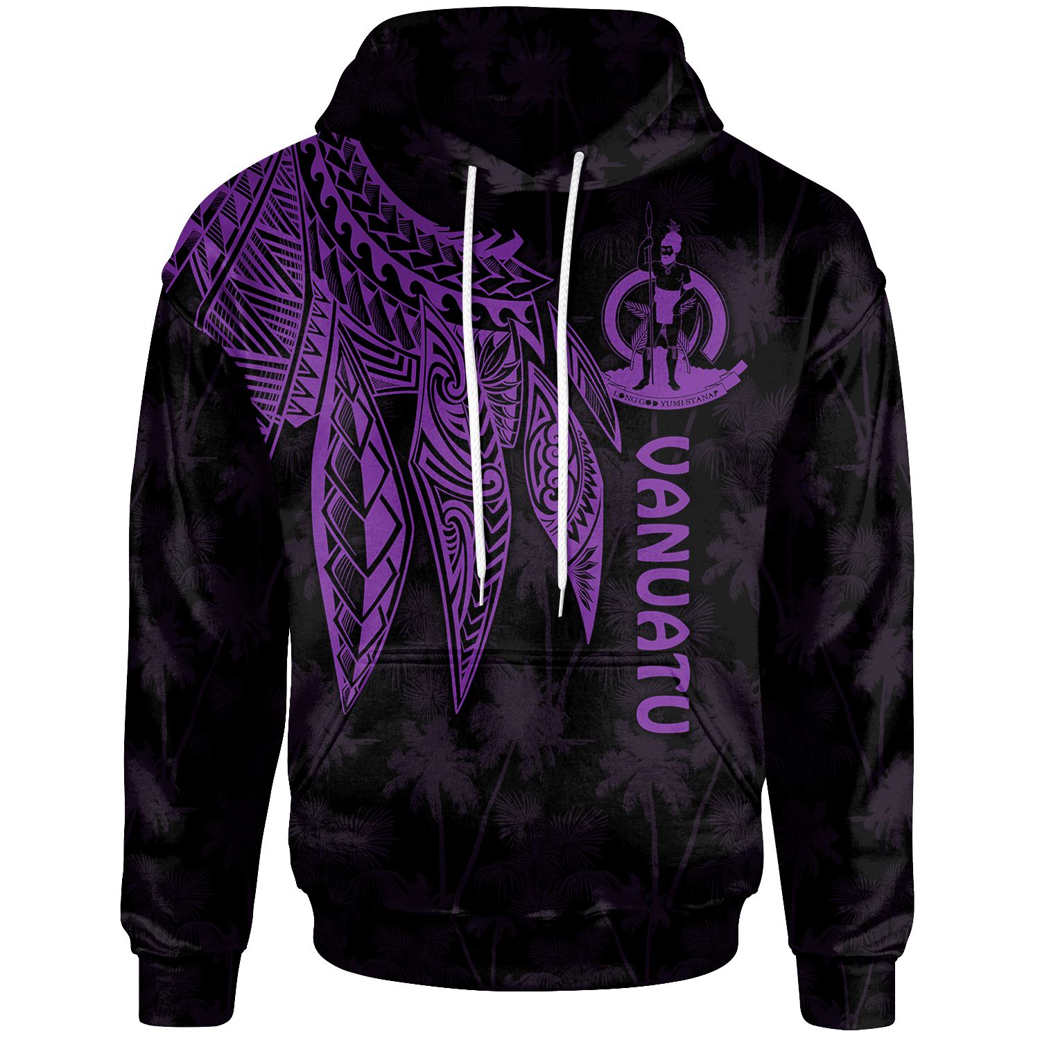 Vanuatu Hoodie Polynesian Wings (Purple) Unisex Purple - Polynesian Pride