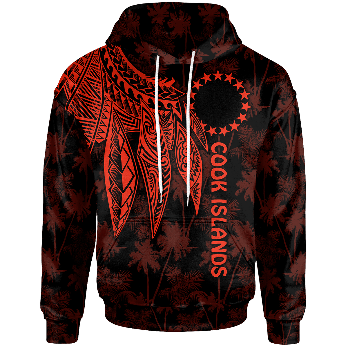 Cook Islands Hoodie Polynesian Wings (Red) Unisex Red - Polynesian Pride