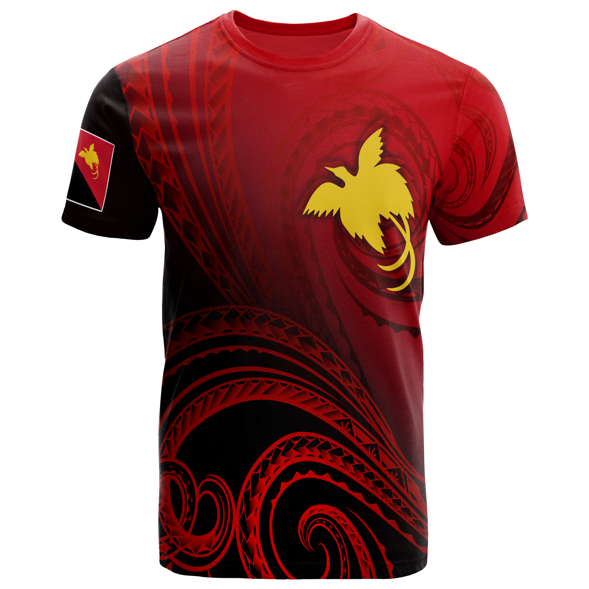 Papua New Guinea T Shirts Raggiana Bird of Paradise Polynesian Patterns Unisex Red - Polynesian Pride
