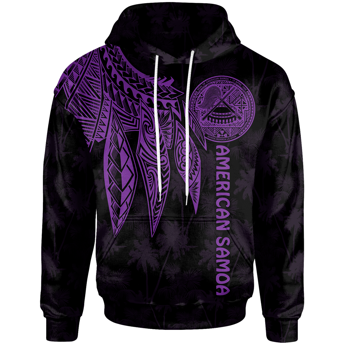 American Samoa Hoodie Polynesian Wings (Purple) Unisex Purple - Polynesian Pride