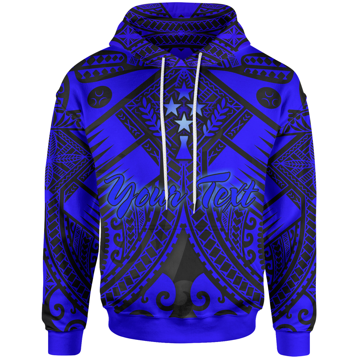Kosrae Custom Hoodie Blue Seal with Polynesian Tattoo Unisex Blue - Polynesian Pride