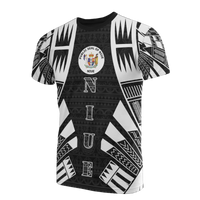 Niue T Shirt Niue Seal Polynesian Tattoo Style Unisex Black - Polynesian Pride
