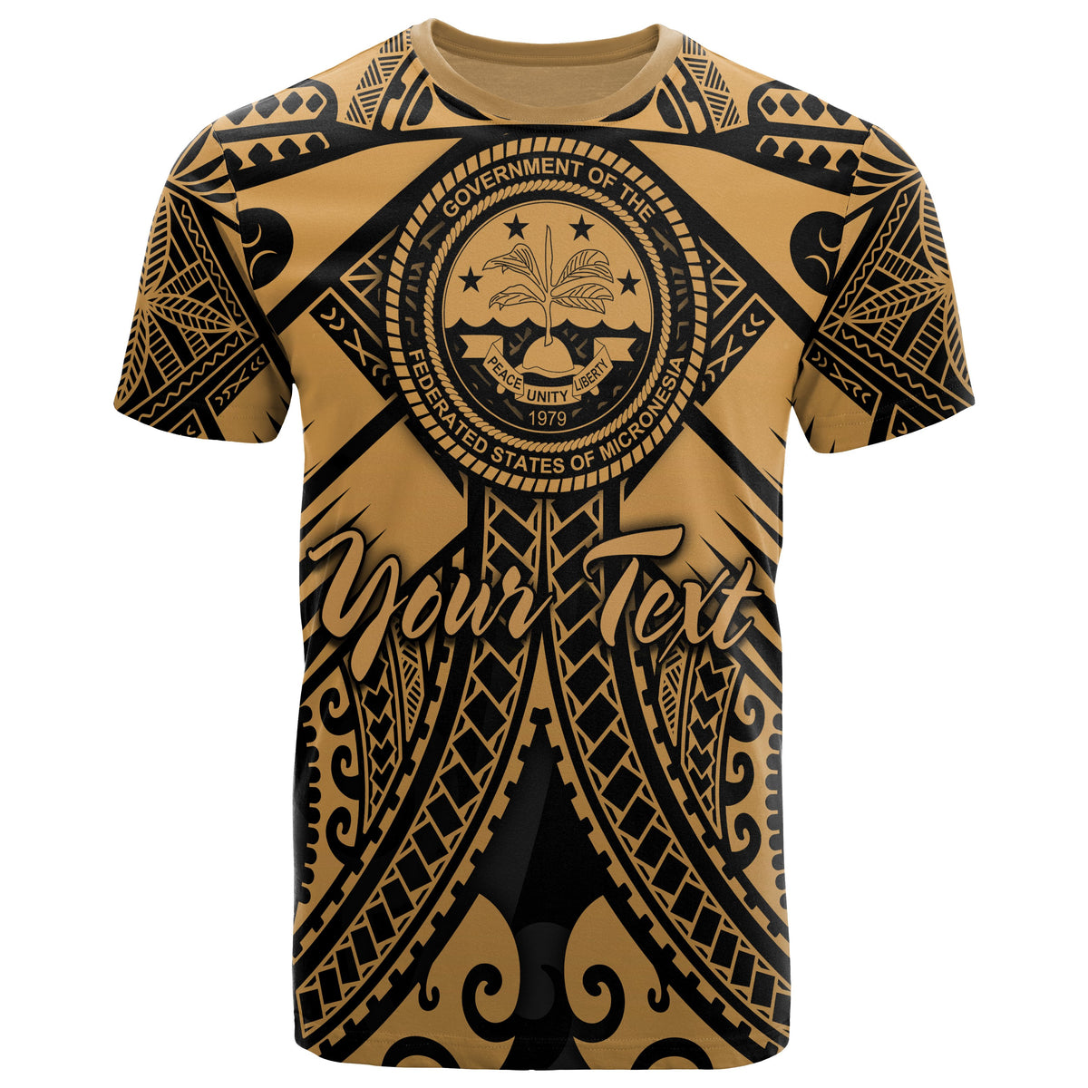 Fsm Custom T Shirt Gold Seal with Polynesian Tattoo Unisex Art - Polynesian Pride