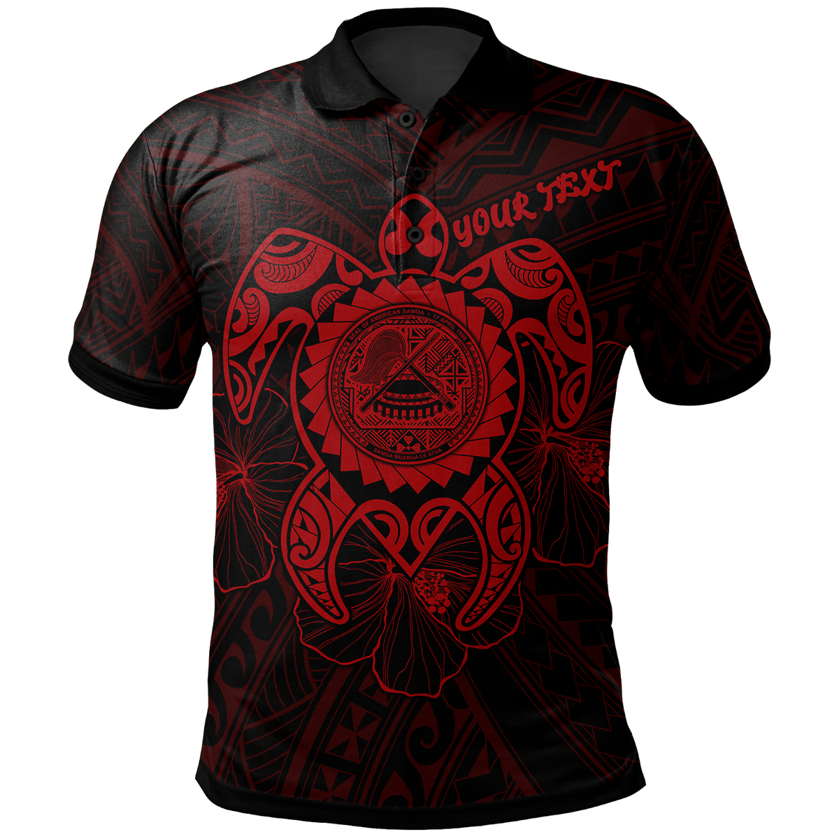 American Samoa Polynesian Custom Polo Shirt Vintage Polynesian Turtle (Red) Unisex - Polynesian Pride