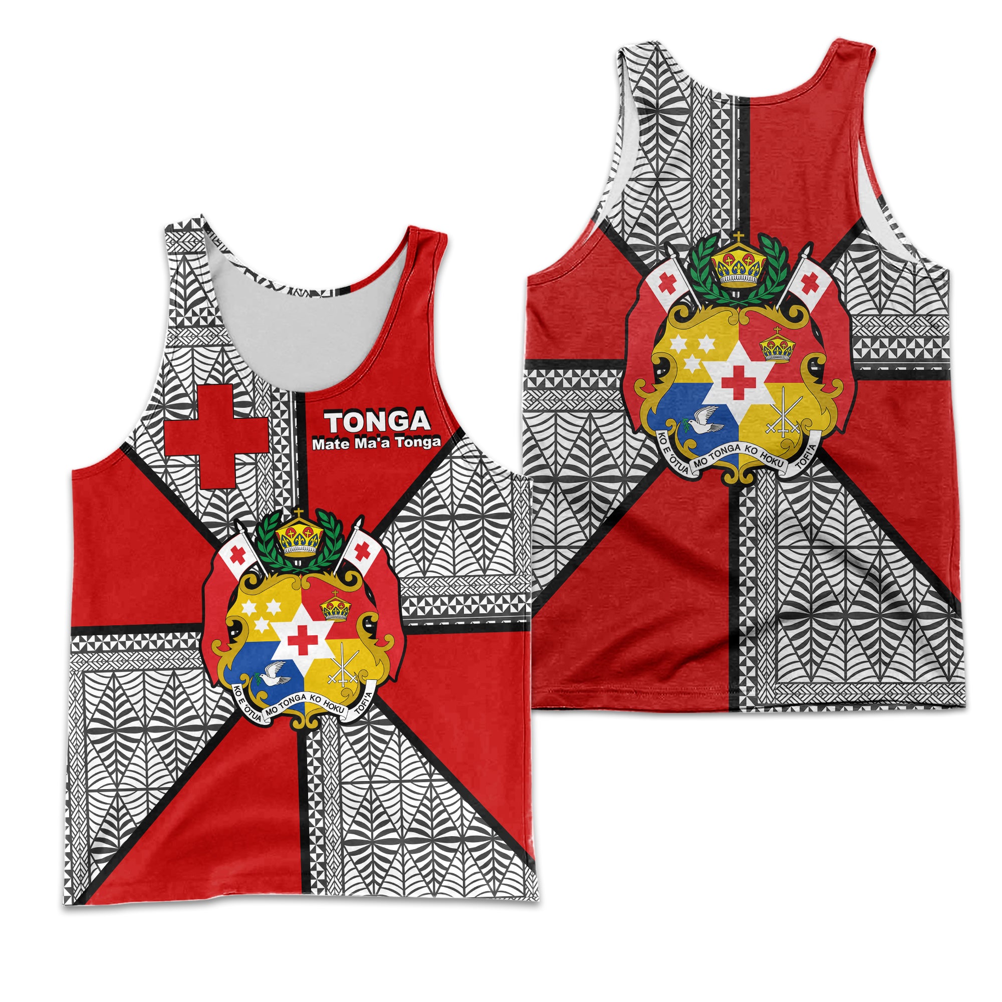 Mate Ma'a Tonga - Men's Tank Tongan Patterns - LT20 Black - Polynesian Pride