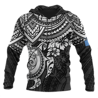 Kosrae Polynesian Hoodie White Turtle Unisex White - Polynesian Pride