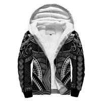 Polynesian Sherpa Hoodie - Guam Symbols With Poly Patterns Black - Polynesian Pride
