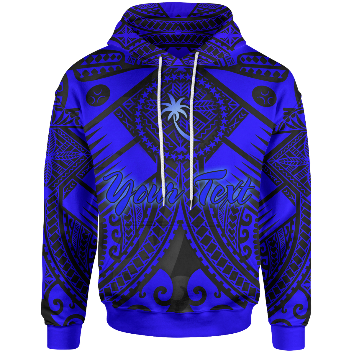 Chuuk Custom Hoodie Blue Seal with Polynesian Tattoo Unisex Blue - Polynesian Pride