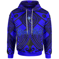 Chuuk Custom Hoodie Blue Seal with Polynesian Tattoo Unisex Blue - Polynesian Pride