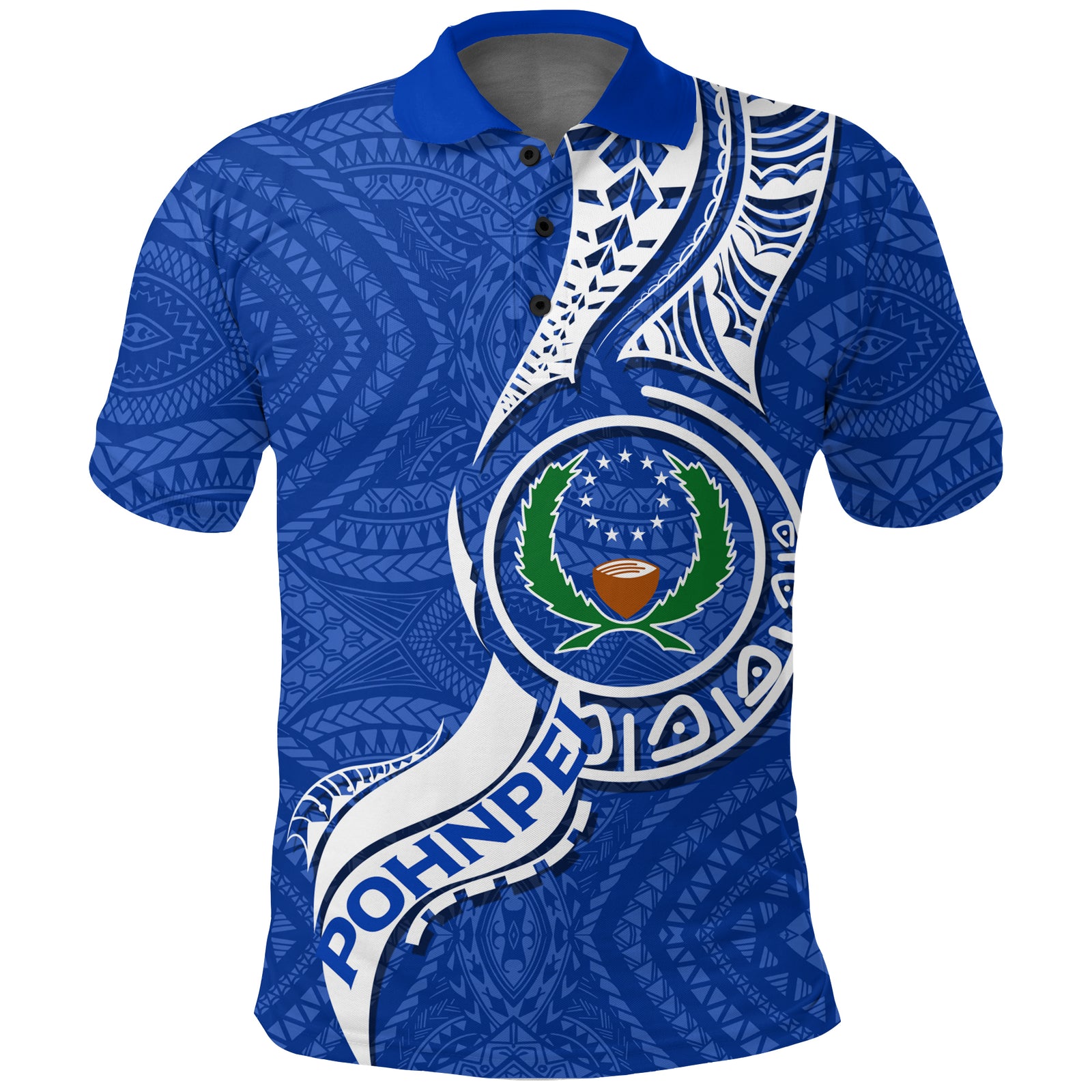 Pohnpei Polo Shirt Micronesia Pride Blue LT12 Unisex Blue - Polynesian Pride
