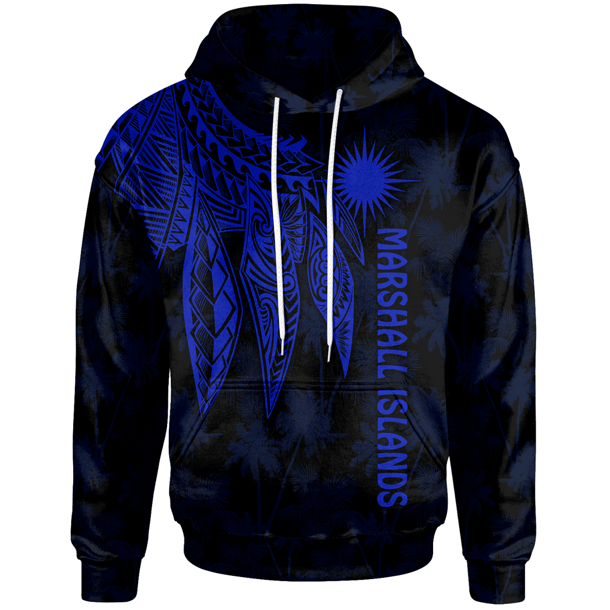 Marshall Islands Hoodie Polynesian Wings (Blue) Unisex Blue - Polynesian Pride