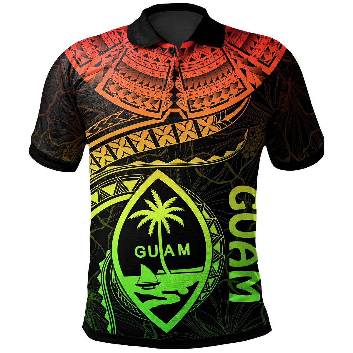 Guam Polynesian Polo Shirt Guam Waves (Reggae) Unisex Reggae - Polynesian Pride