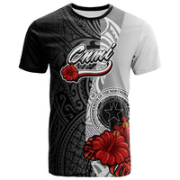 Northern Mariana Islands Polynesian T Shirt Coat Of Arms With Hibiscus White Unisex Art - Polynesian Pride