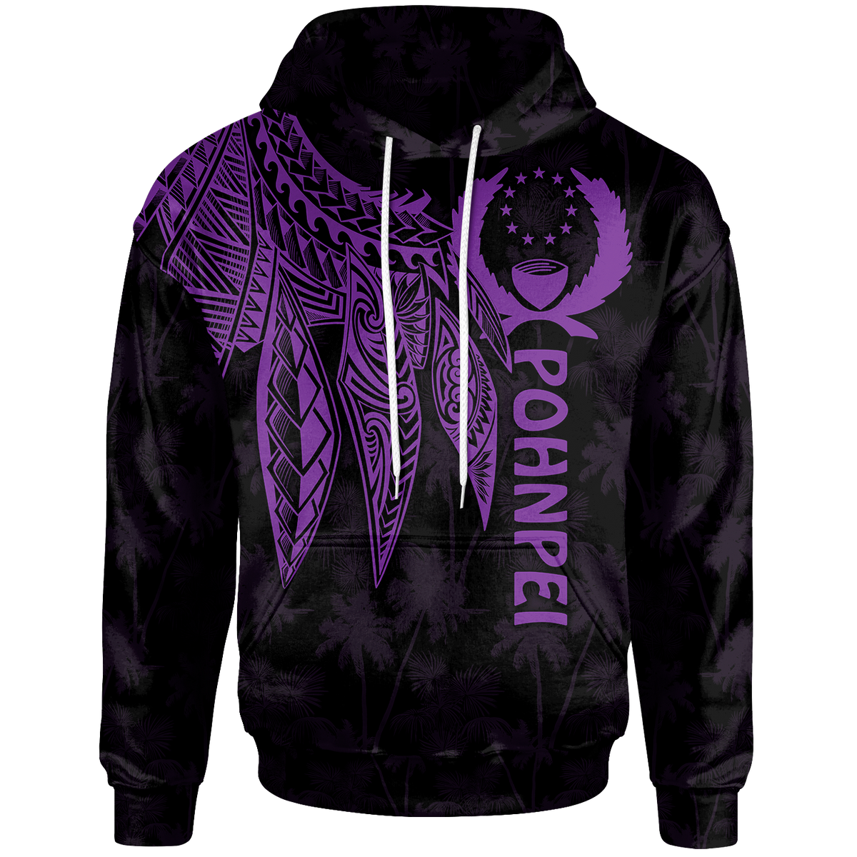 Pohnpei Hoodie Polynesian Wings (Purple) Unisex Purple - Polynesian Pride