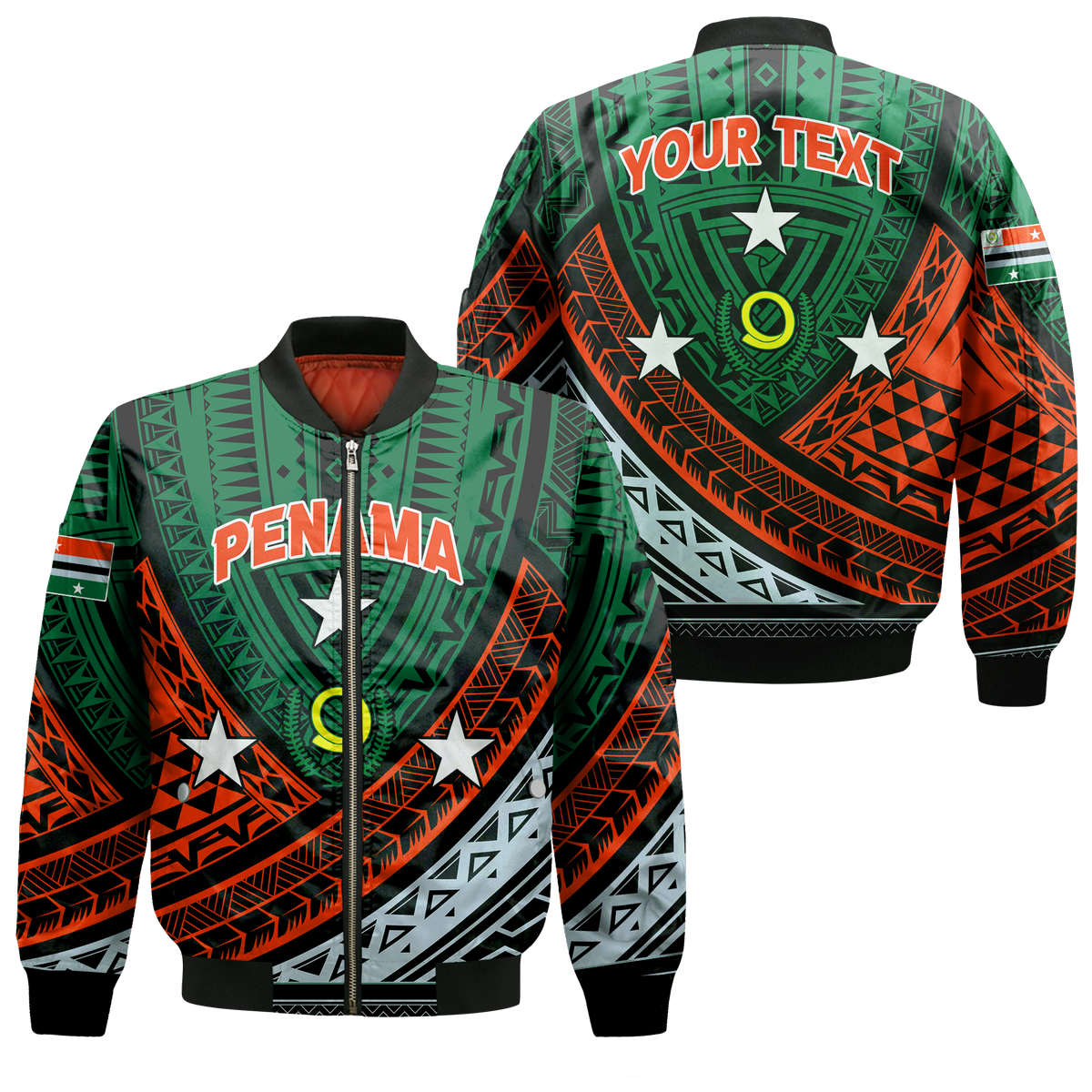 (Custom Personalised) Vanuatu Penama Province Tribal Pattern Bomber Jacket - LT12 Bomber Jacket Green - Polynesian Pride