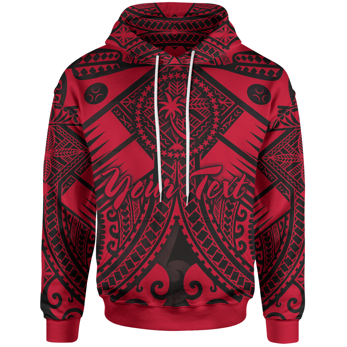 Chuuk Custom Hoodie Red Seal with Polynesian Tattoo Unisex Red - Polynesian Pride